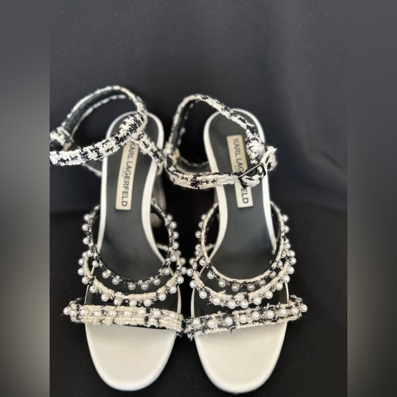 Karl Lagerfeld Lara Pearl accented high heel sandals - Picture 2 of 7